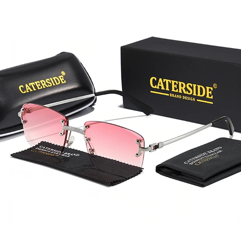 Rahmenlose Rechteck-Sonnenbrille – UV400