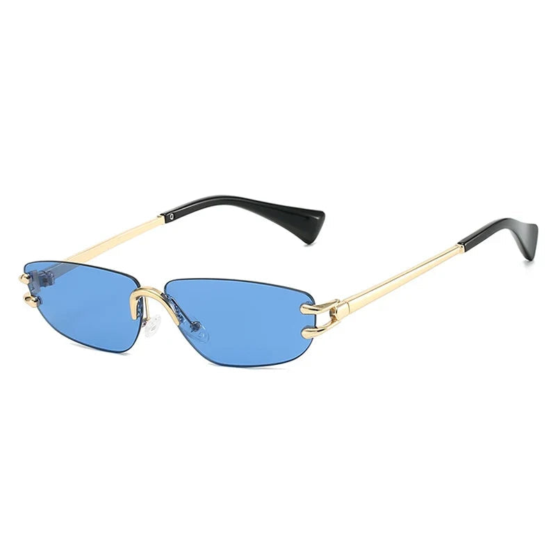 Rahmenlose Sonnenbrille – Gold Blau, UV400
