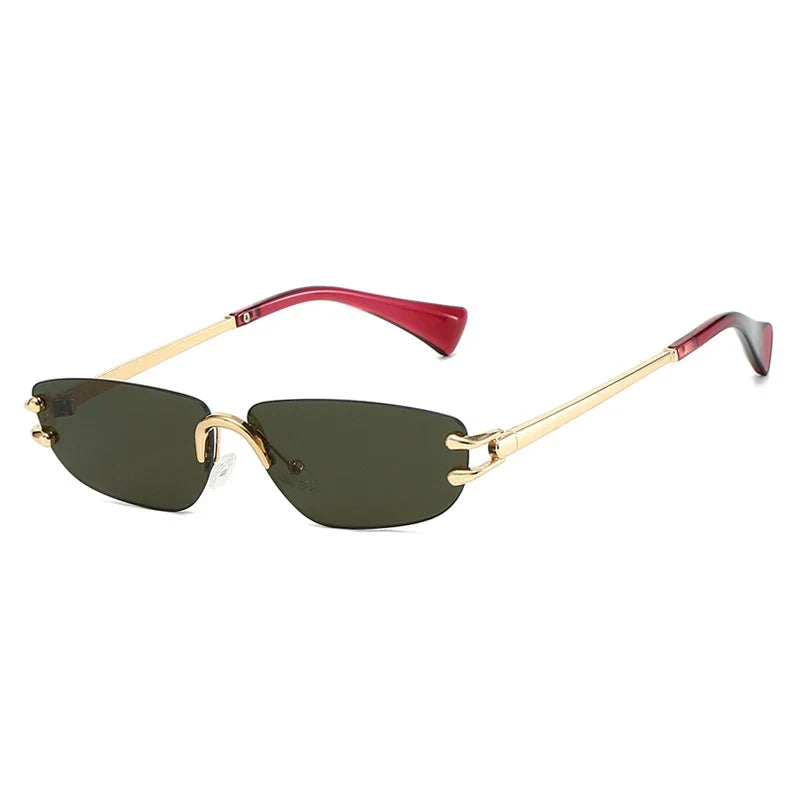 Rahmenlose Sonnenbrille – Gold Dunkelgrün, UV400