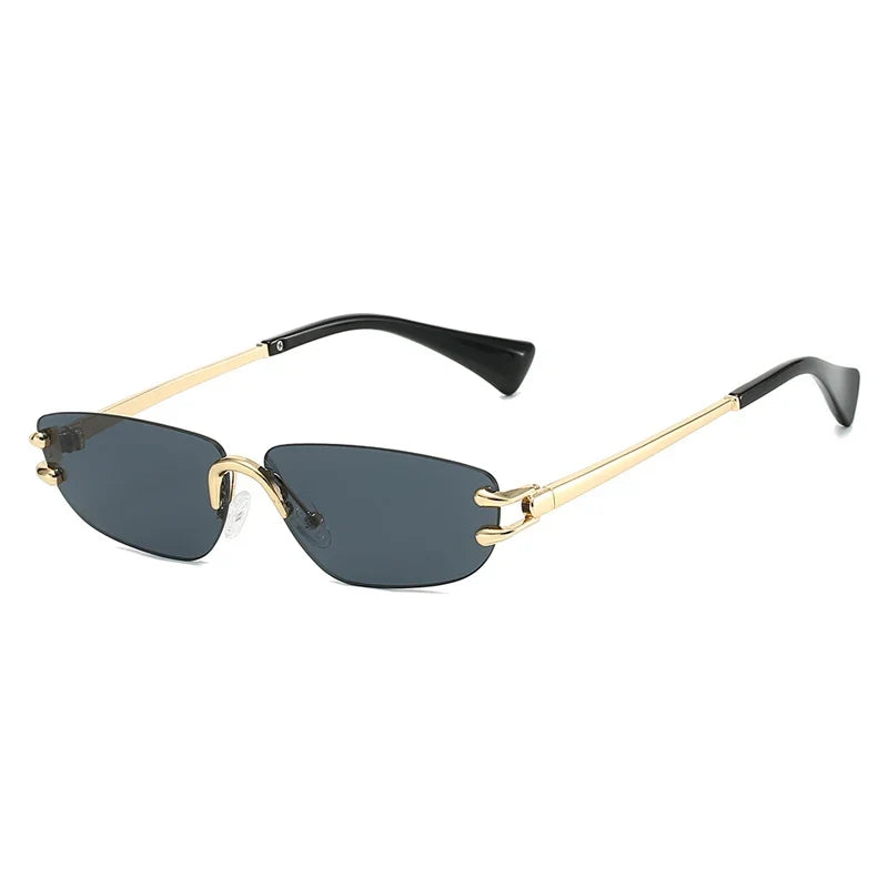 Rahmenlose Sonnenbrille – Gold Grau, UV400