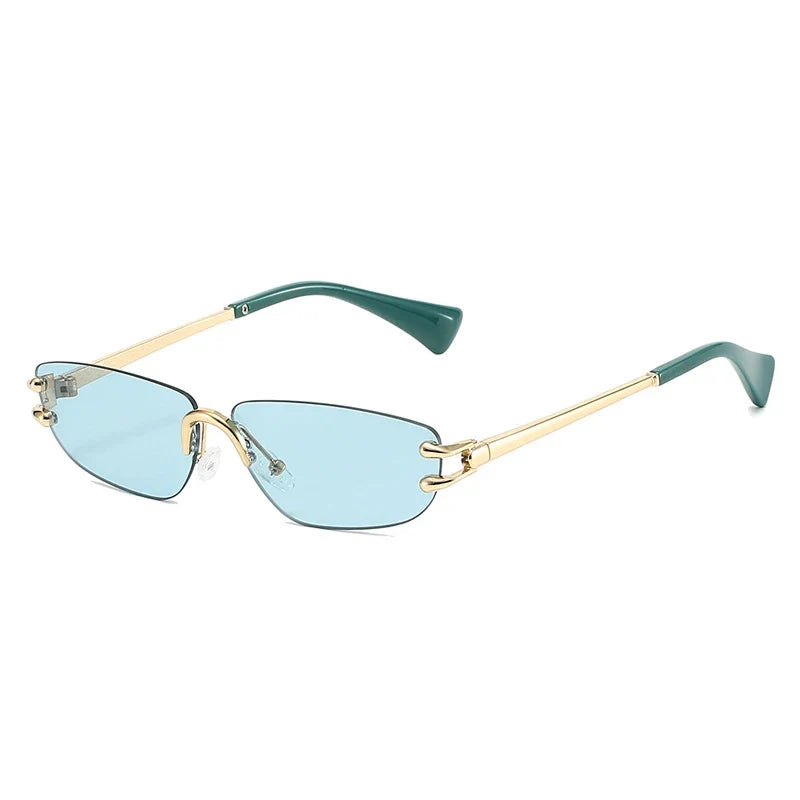 Rahmenlose Sonnenbrille – Gold Grün, UV400