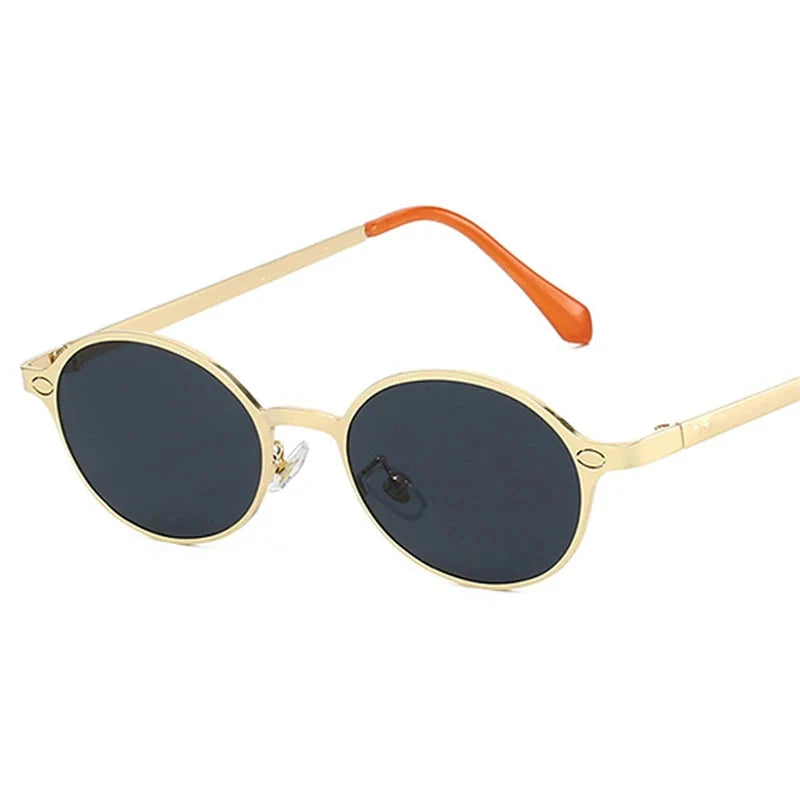Retro Oval Metall-Sonnenbrille – UV400