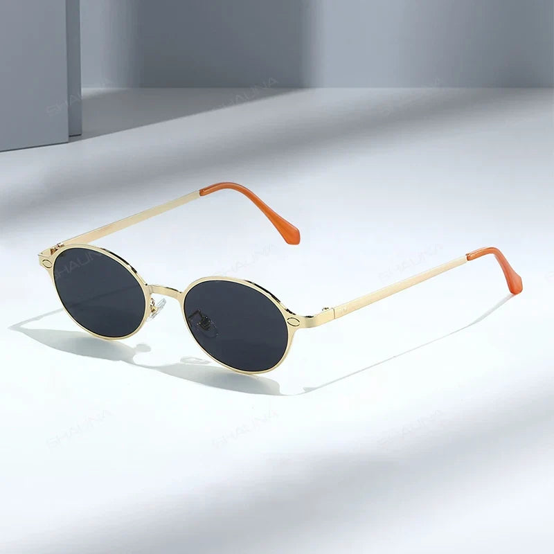 Retro Oval Metall-Sonnenbrille – UV400
