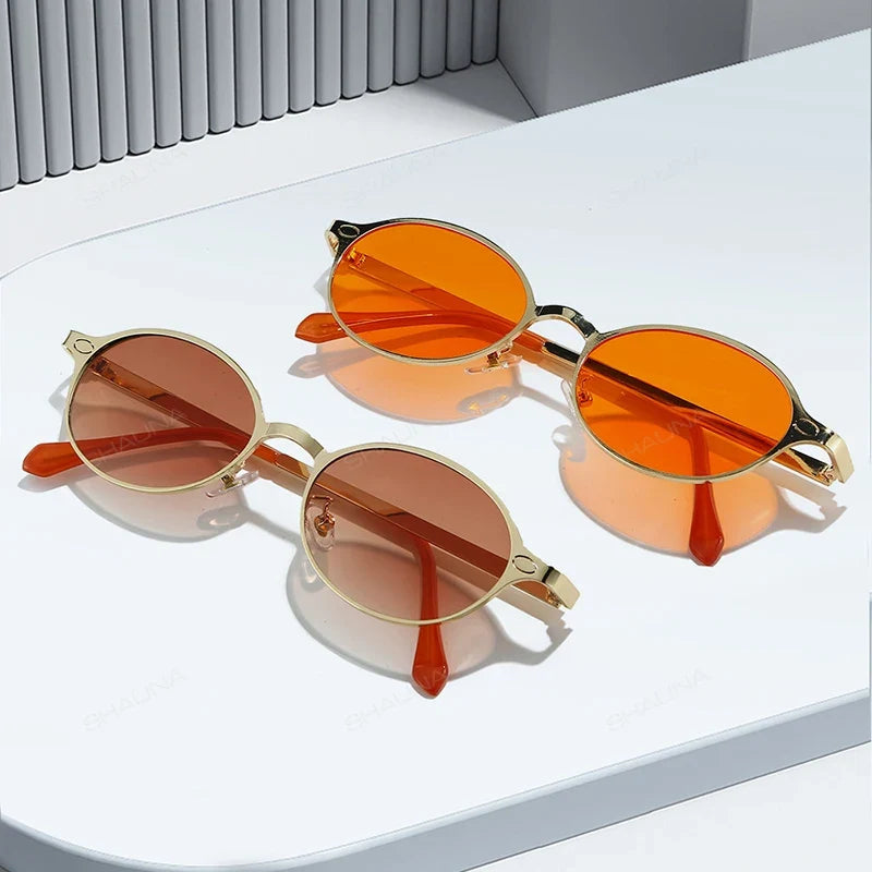 Retro Oval Metall-Sonnenbrille – UV400