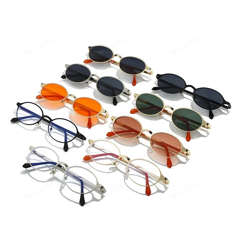 Retro Oval Metall-Sonnenbrille – UV400