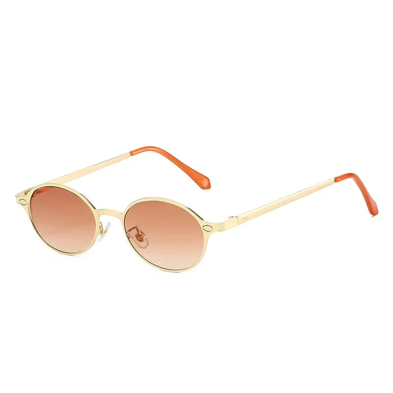Retro Oval Metall-Sonnenbrille – UV400