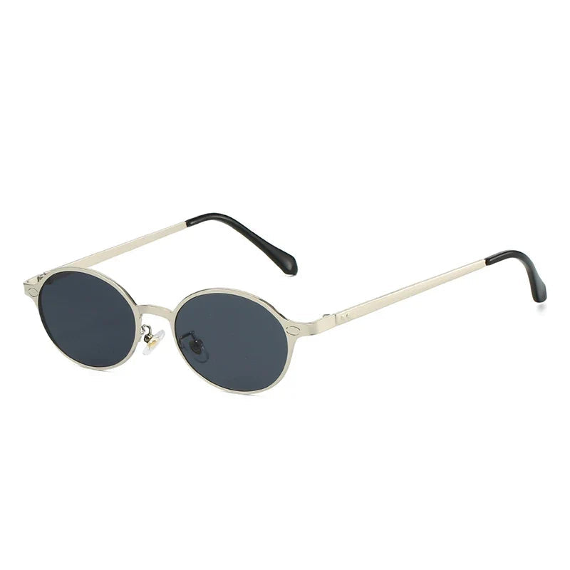 Retro Oval Metall-Sonnenbrille – UV400