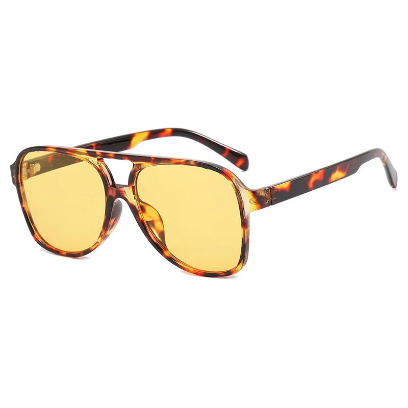 Retro Pilot Sonnenbrille – Amber Gelb, UV400