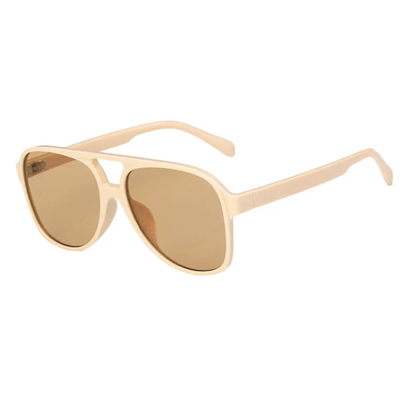 Retro Pilot Sonnenbrille – Beige, UV400