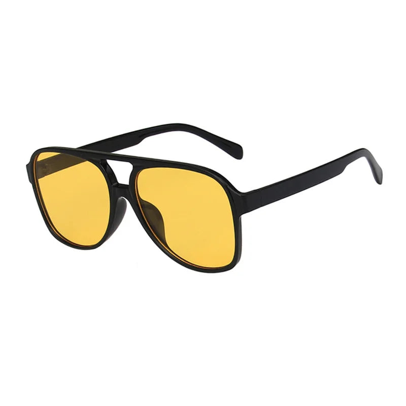 Retro Pilot Sonnenbrille – Gelb, UV400