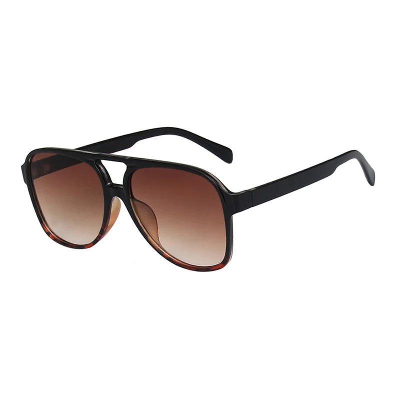 Retro Pilot Sonnenbrille – Leopard Braun, UV400