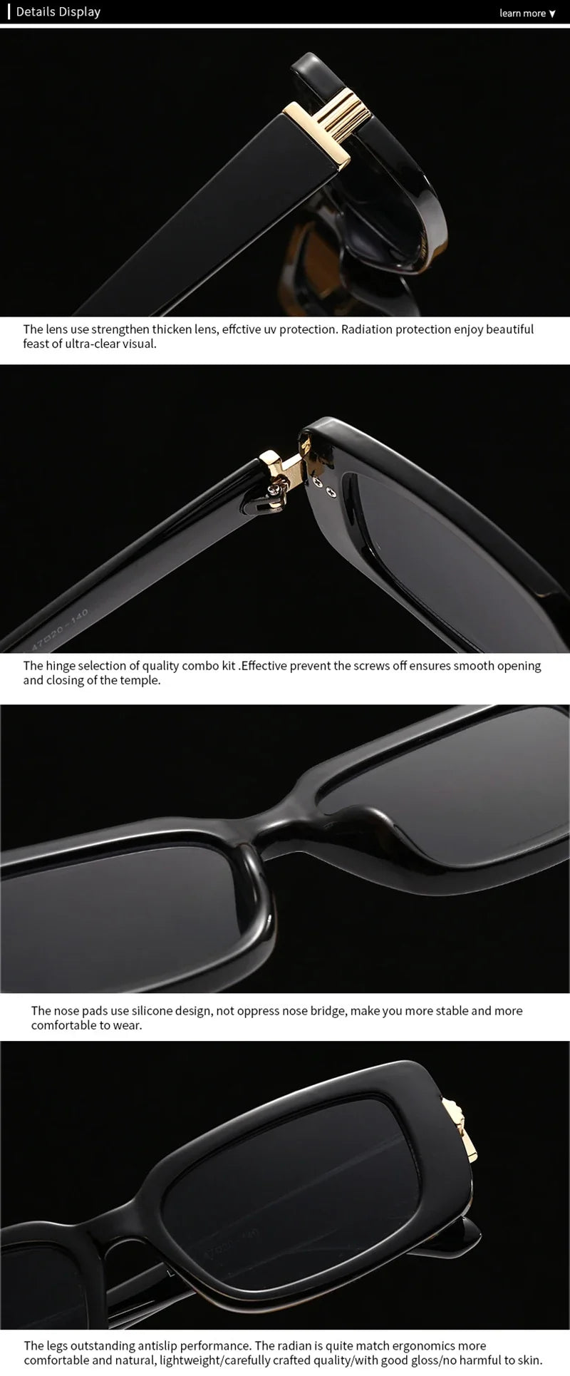 Retro Rechteck-Sonnenbrille - UV400