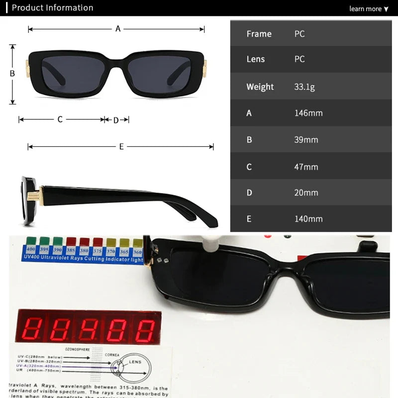 Retro Rechteck-Sonnenbrille - UV400