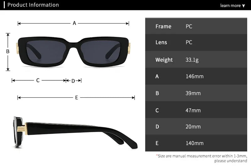 Retro Rechteck-Sonnenbrille - UV400