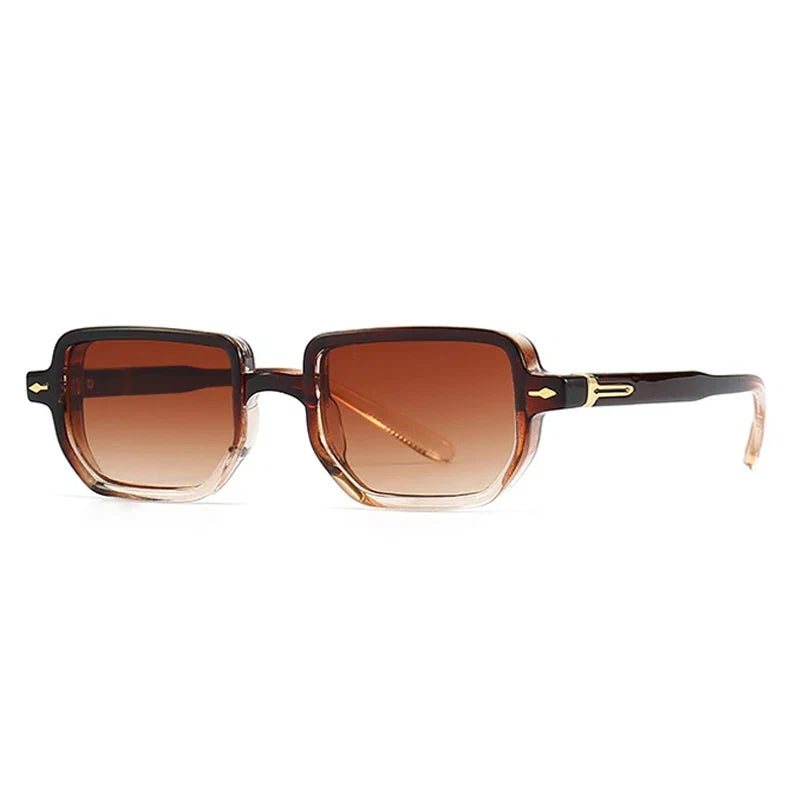 Retro Rectangle Sonnenbrille – Braun, UV400