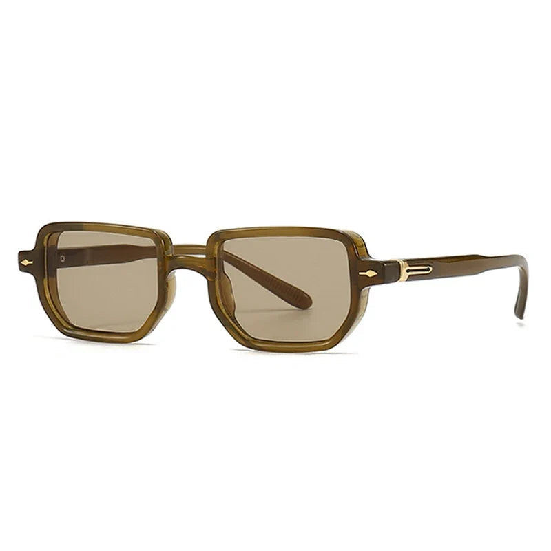 Retro Rectangle Sonnenbrille – Grün, UV400