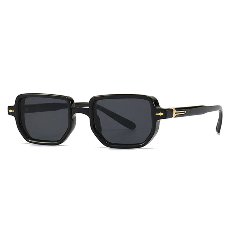 Retro Rectangle Sonnenbrille – Schwarz, UV400