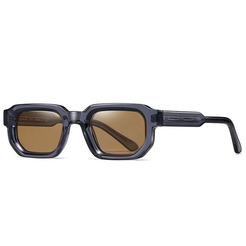 Retro Rectangle Sonnenbrille – Braun, UV400