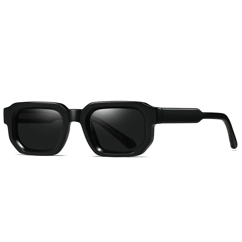 Retro Rectangle Sonnenbrille – Schwarz, UV400
