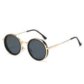 Retro Runde Sonnenbrille – Schwarz Gold, UV400