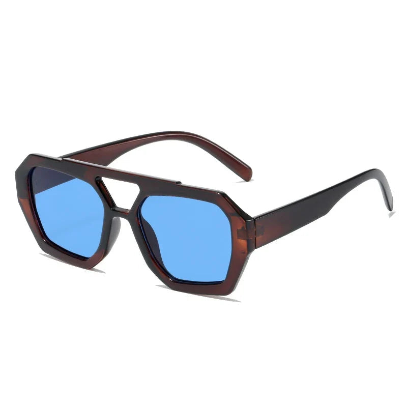 Retro Sonnenbrille – Braun Blau, UV400