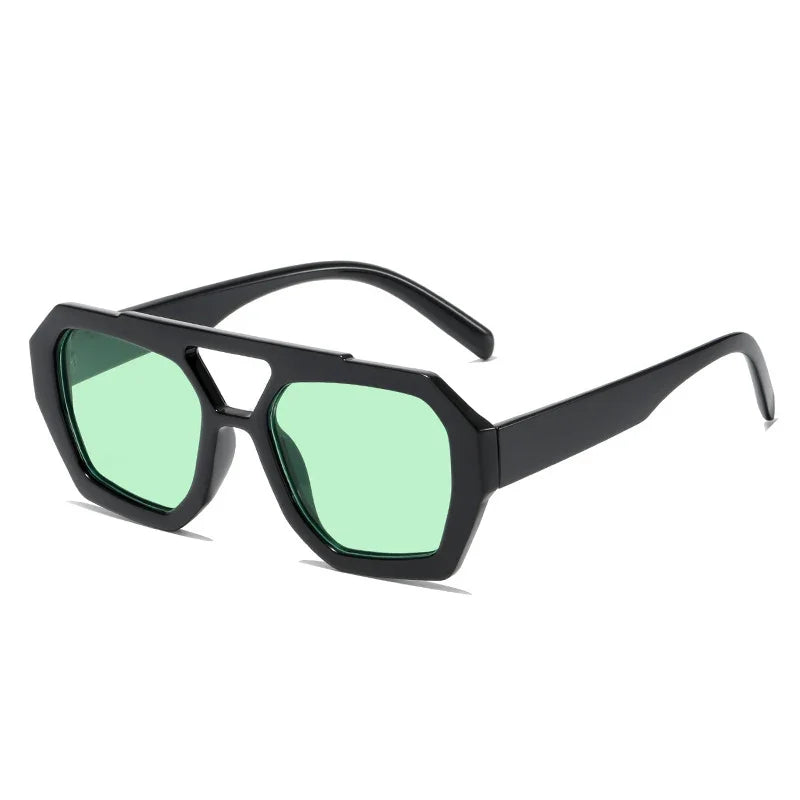 Retro Sonnenbrille – Schwarz Grün, UV400