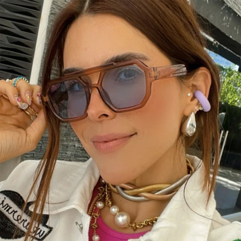 Retro Sonnenbrille mit Doppelsteg – UV400