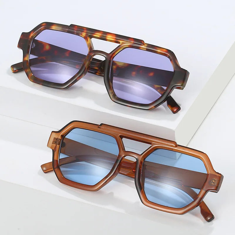 Retro Sonnenbrille mit Doppelsteg – UV400
