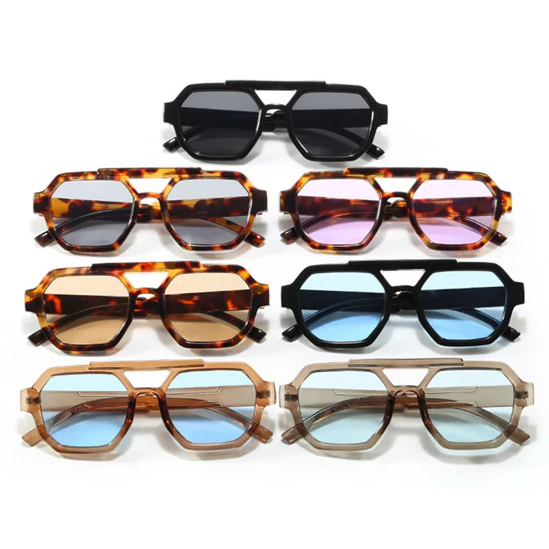 Retro Sonnenbrille mit Doppelsteg – UV400