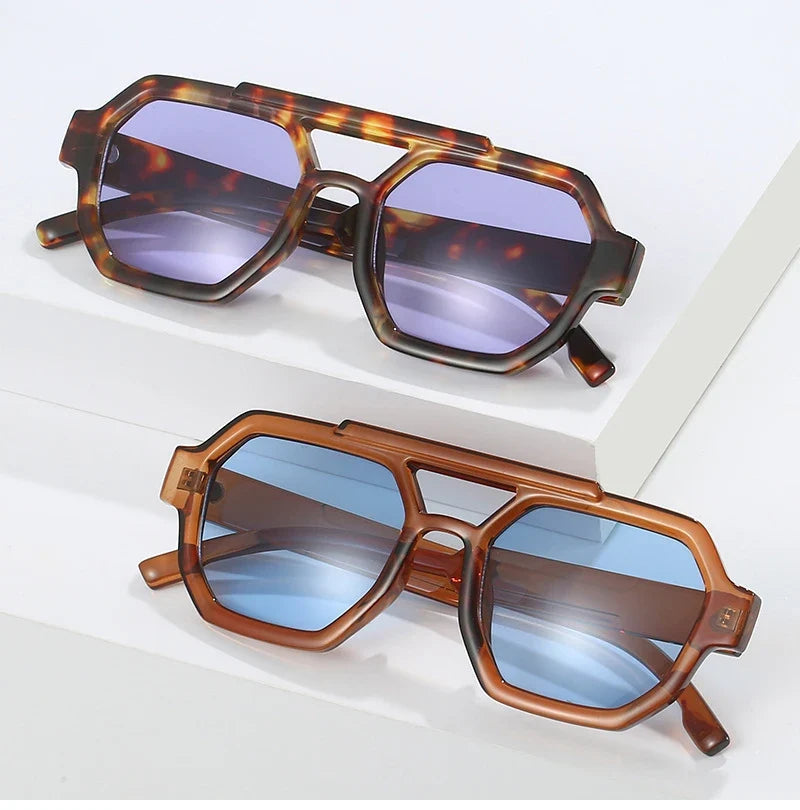 Retro Sonnenbrille mit Doppelsteg – UV400
