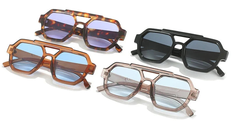 Retro Sonnenbrille mit Doppelsteg – UV400