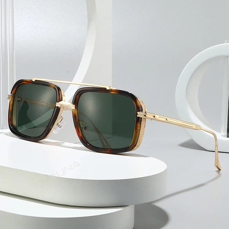 Retro Square Sonnenbrille aus Metall – UV400