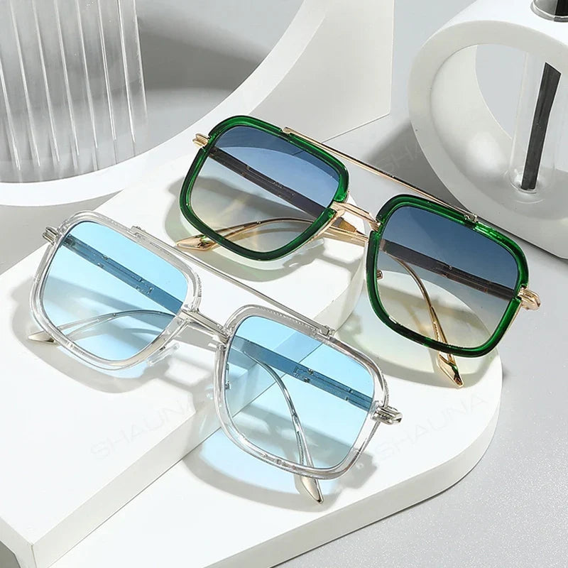 Retro Square Sonnenbrille aus Metall – UV400