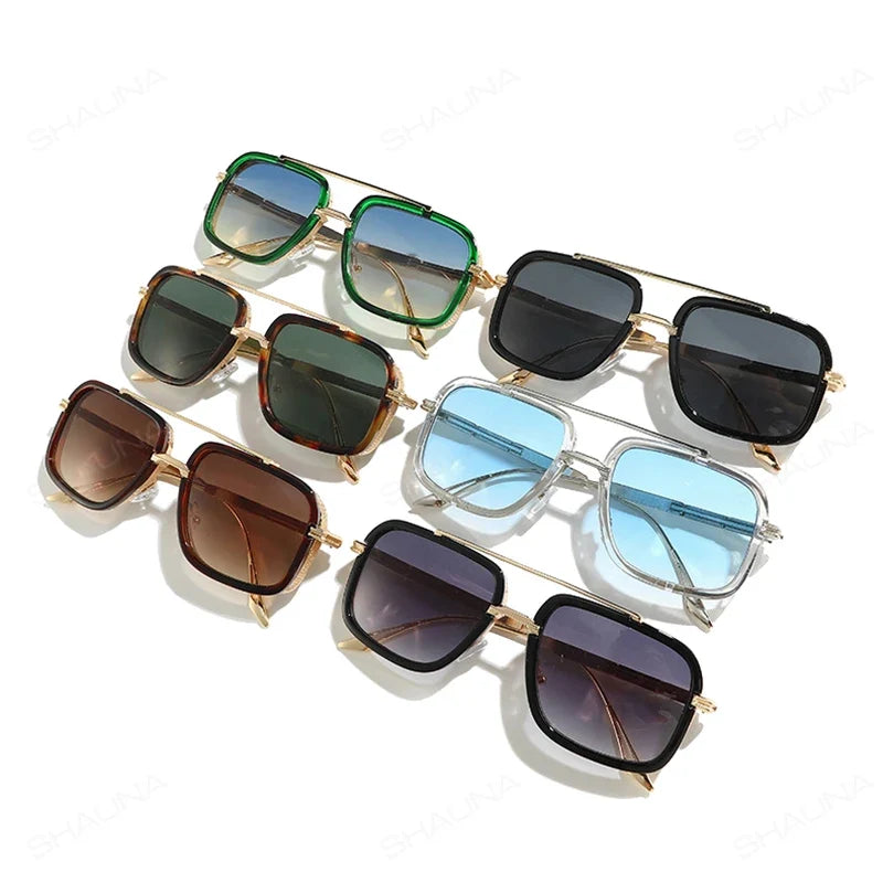 Retro Square Sonnenbrille aus Metall – UV400