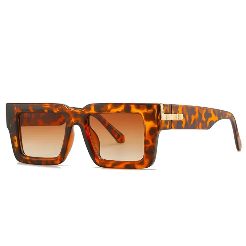 Retro Square Sonnenbrille – Leopard Tee Verlauf, UV400