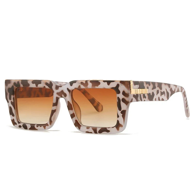 Retro Square Sonnenbrille – Leopard Tee, UV400