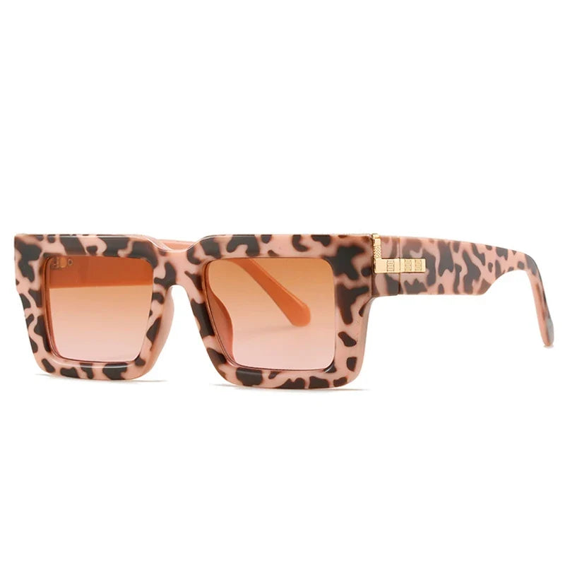 Retro Square Sonnenbrille – Pink Leopard, UV400
