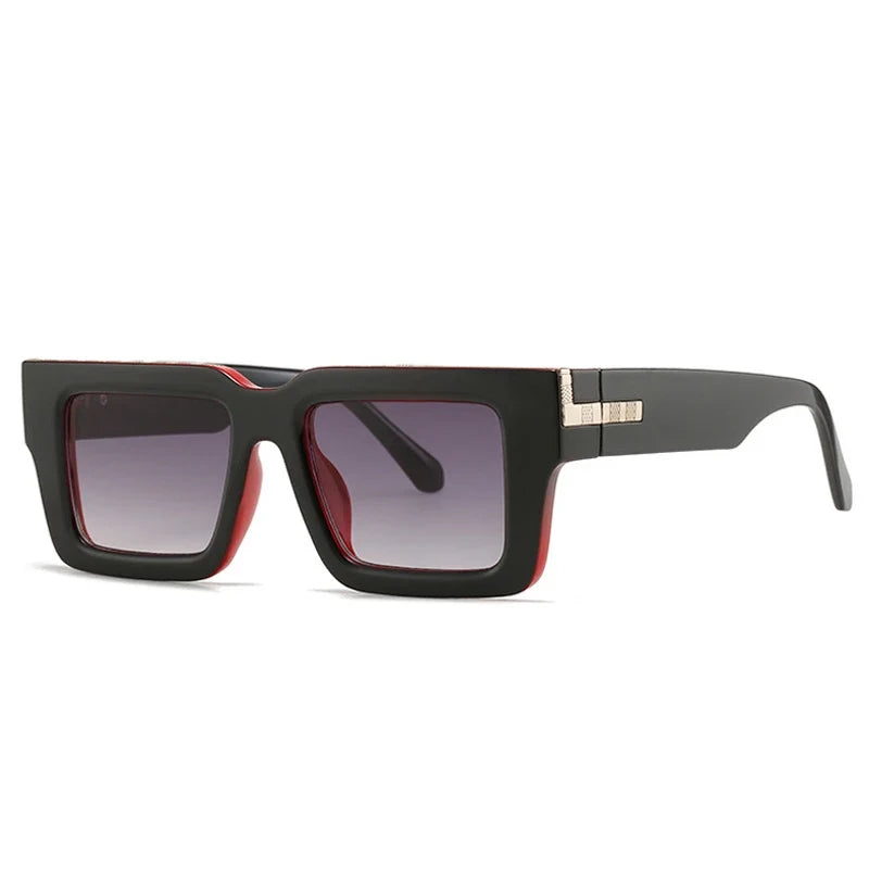 Retro Square Sonnenbrille – Schwarz Grau Rot, UV400