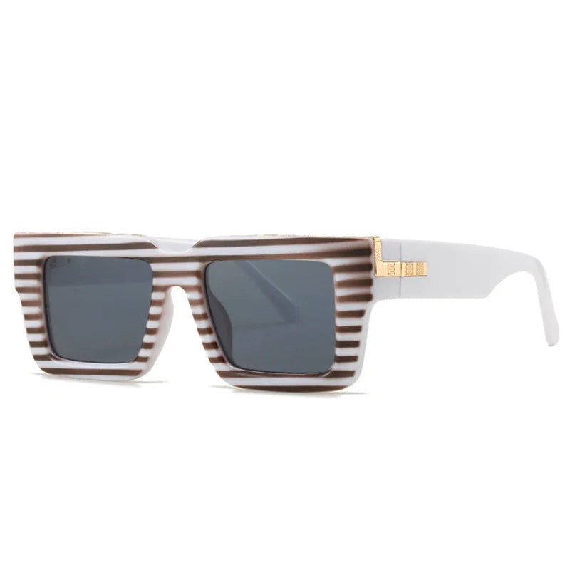 Retro Square Sonnenbrille – Weiß Grau, UV400