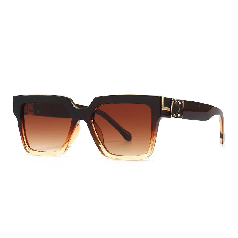 Retro Square Sonnenbrille – Brauner Verlauf, UV400