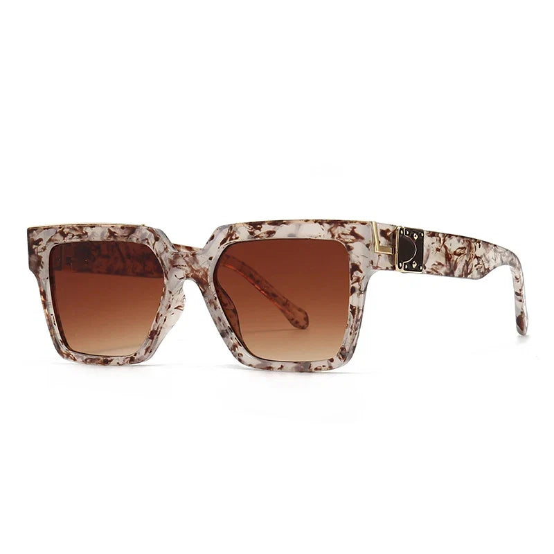 Retro Square Sonnenbrille – Leopard Verlauf, UV400
