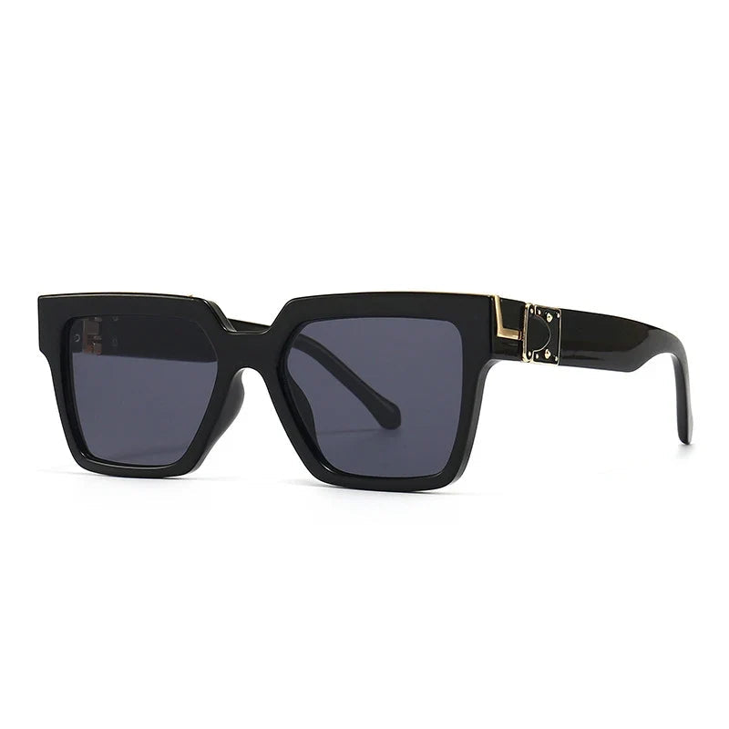 Retro Square Sonnenbrille – Schwarz Grau, UV400