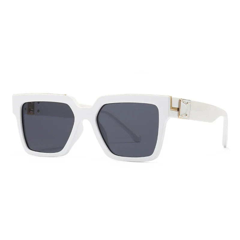 Retro Square Sonnenbrille – Weiß Grau, UV400