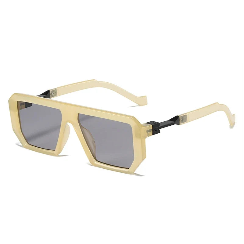 Retro Square Sonnenbrille – Beige Grau, UV400