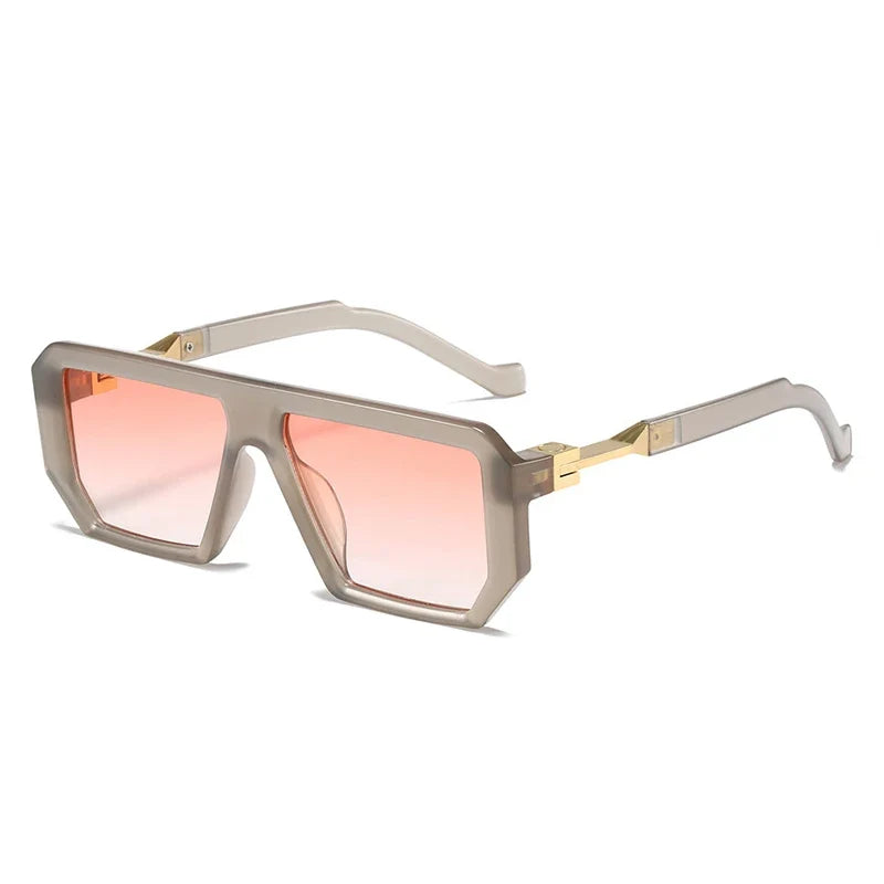 Retro Square Sonnenbrille – Grau Pink Verlauf, UV400