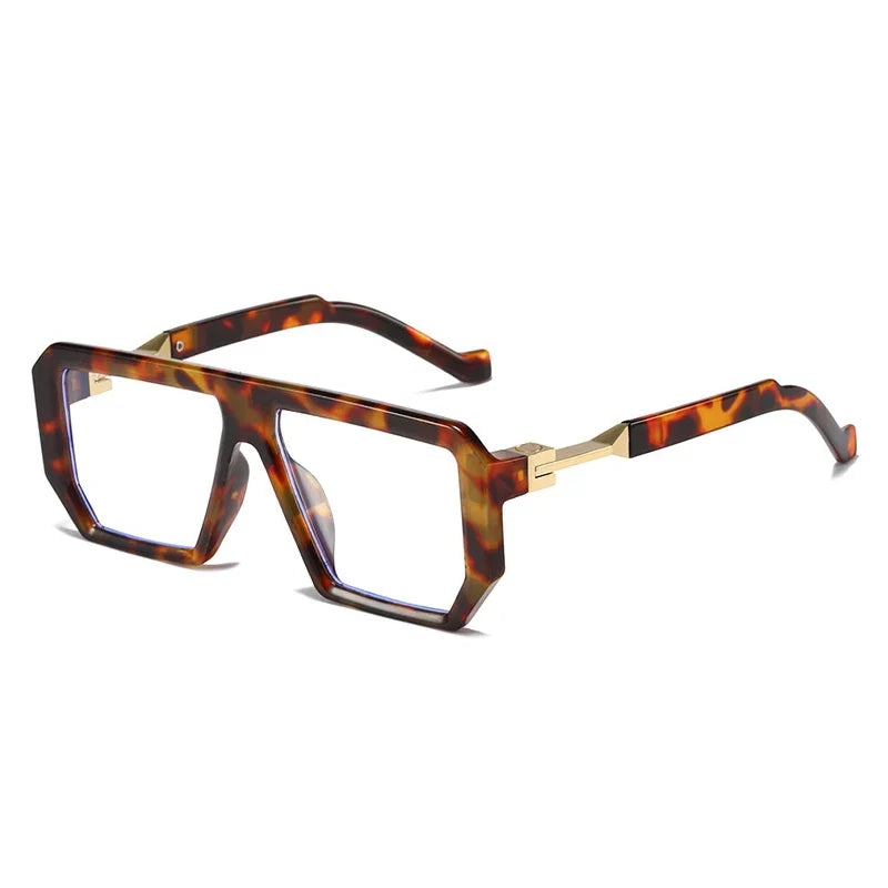 Retro Square Sonnenbrille – Leopard Klar, UV400