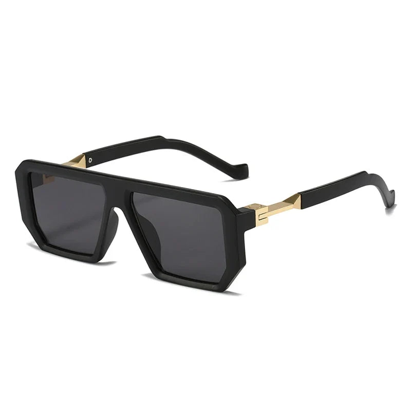 Retro Square Sonnenbrille – Mattschwarz, UV400