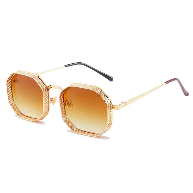 Retro Steampunk Sonnenbrille – Gold Braun, UV400