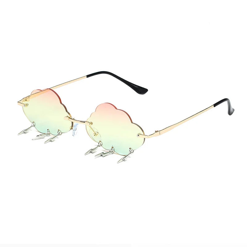 Rimless Cloud Sonnenbrille – Pink Gelb Grün, UV400
