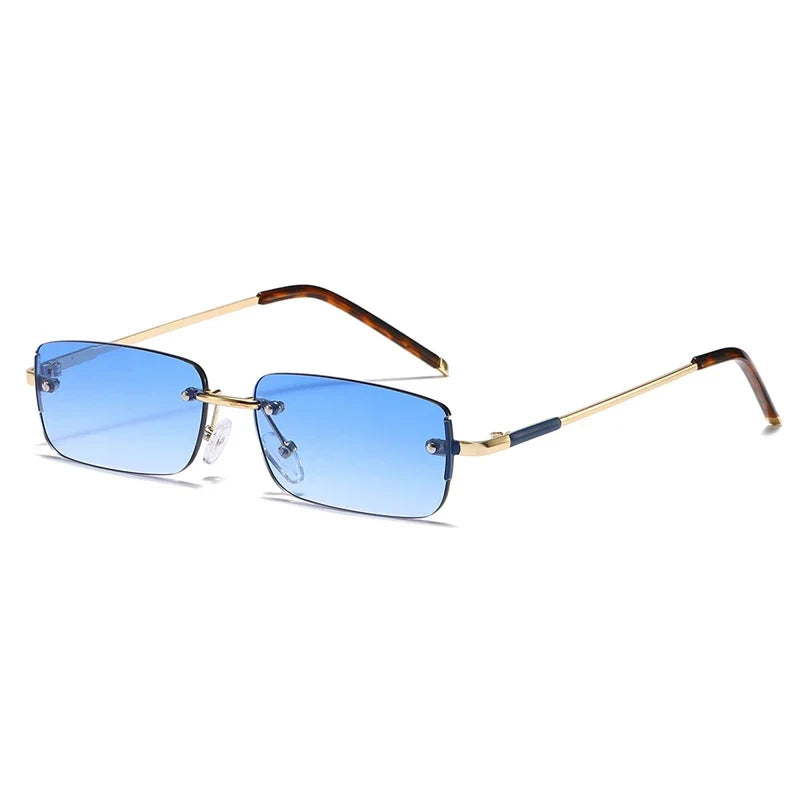 Rimless Rectangle Sonnenbrille – Blau, UV400